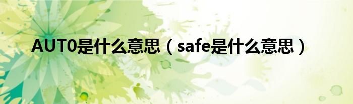 AUT0是什么意思（safe是什么意思）