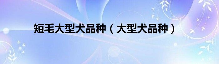 短毛大型犬品种（大型犬品种）