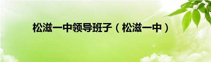 松滋一中领导班子（松滋一中）