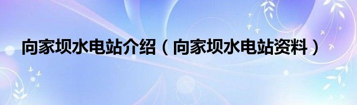 向家坝水电站介绍（向家坝水电站资料）