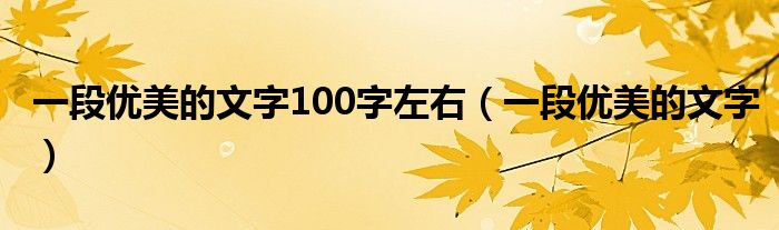 一段优美的文字100字左右（一段优美的文字）