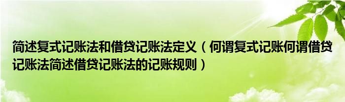 简述复式记账法和借贷记账法定义（何谓复式记账何谓借贷记账法简述借贷记账法的记账规则）