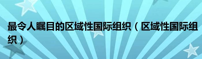 最令人瞩目的区域性国际组织（区域性国际组织）