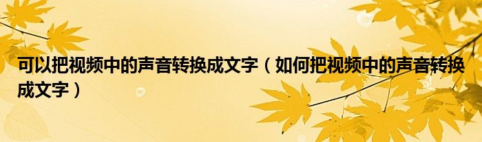 可以把视频中的声音转换成文字（如何把视频中的声音转换成文字）