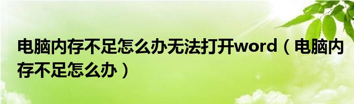 电脑内存不足怎么办无法打开word（电脑内存不足怎么办）