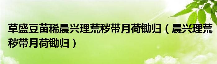 草盛豆苗稀晨兴理荒秽带月荷锄归（晨兴理荒秽带月荷锄归）