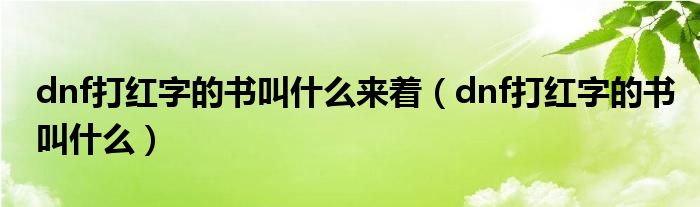 dnf打红字的书叫什么来着（dnf打红字的书叫什么）