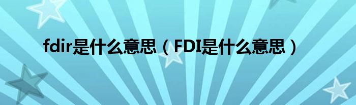 fdir是什么意思（FDI是什么意思）