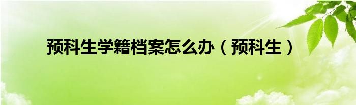 预科生学籍档案怎么办（预科生）