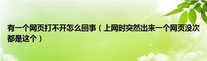 有一个网页打不开怎么回事（上网时突然出来一个网页没次都是这个）