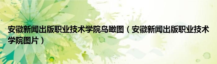 安徽新闻出版职业技术学院鸟瞰图（安徽新闻出版职业技术学院图片）