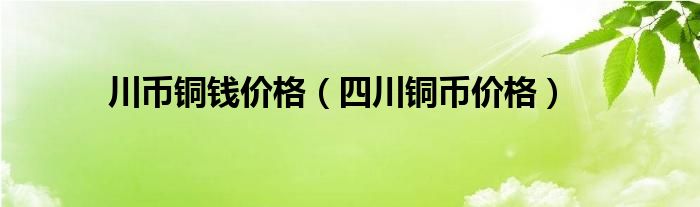 川币铜钱价格（四川铜币价格）