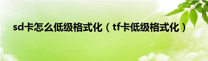 sd卡怎么低级格式化（tf卡低级格式化）