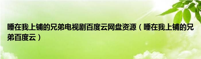 睡在我上铺的兄弟电视剧百度云网盘资源（睡在我上铺的兄弟百度云）