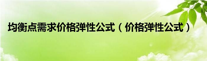 均衡点需求价格弹性公式（价格弹性公式）