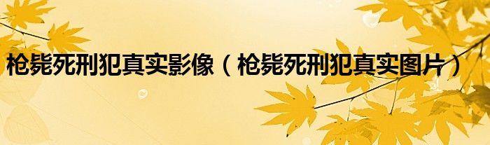 枪毙死刑犯真实影像（枪毙死刑犯真实图片）