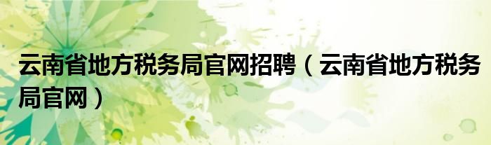 云南省地方税务局官网招聘（云南省地方税务局官网）