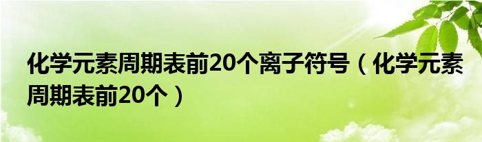 化学元素周期表前20个离子符号（化学元素周期表前20个）