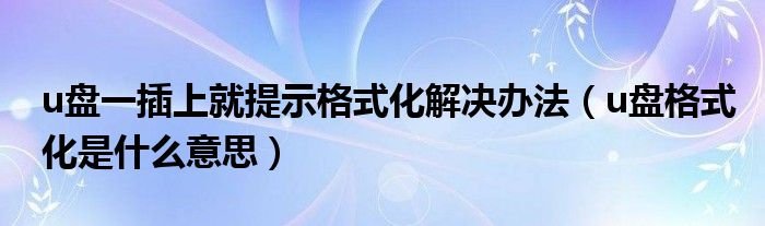 u盘一插上就提示格式化解决办法（u盘格式化是什么意思）