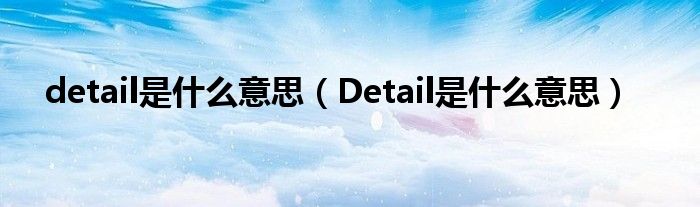 detail是什么意思（Detail是什么意思）