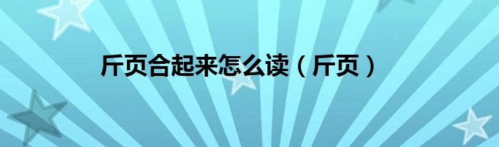 斤页合起来怎么读（斤页）