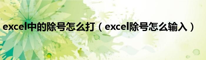 excel中的除号怎么打（excel除号怎么输入）