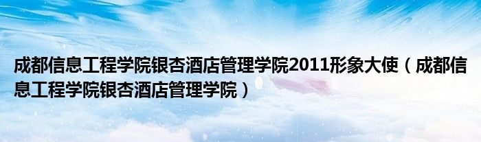 成都信息工程学院银杏酒店管理学院2011形象大使（成都信息工程学院银杏酒店管理学院）