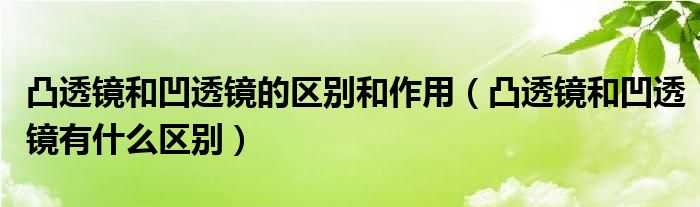 凸透镜和凹透镜的区别和作用（凸透镜和凹透镜有什么区别）