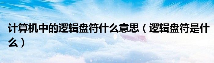 计算机中的逻辑盘符什么意思（逻辑盘符是什么）