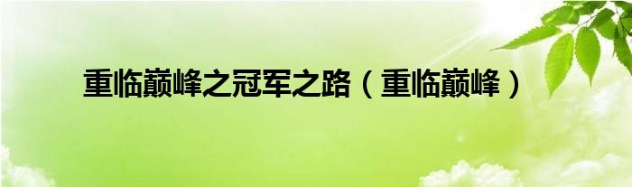 重临巅峰之冠军之路（重临巅峰）