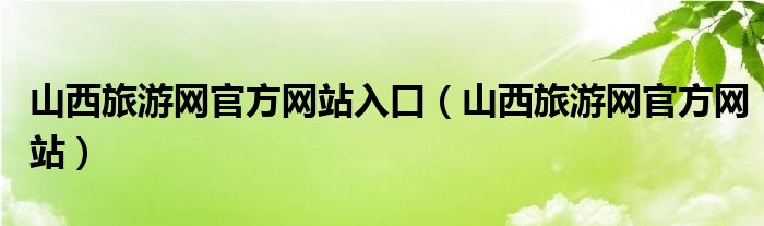 山西旅游网官方网站入口（山西旅游网官方网站）