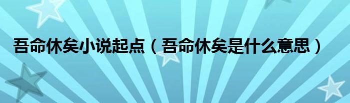 吾命休矣小说起点（吾命休矣是什么意思）