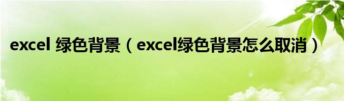 excel 绿色背景（excel绿色背景怎么取消）