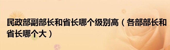 民政部副部长和省长哪个级别高（各部部长和省长哪个大）