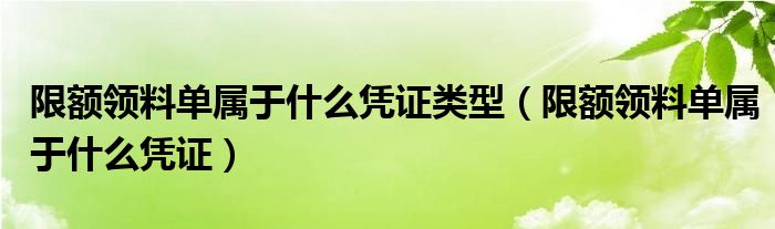 限额领料单属于什么凭证类型（限额领料单属于什么凭证）