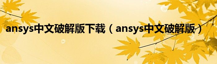 ansys中文破解版下载（ansys中文破解版）