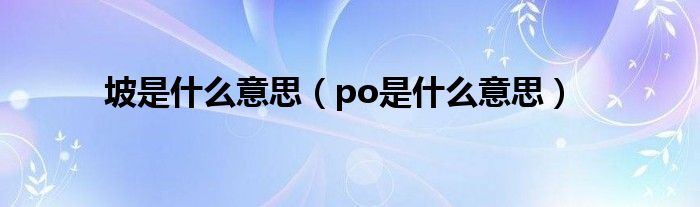 坡是什么意思（po是什么意思）