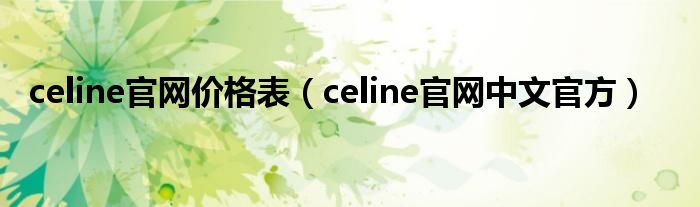 celine官网价格表（celine官网中文官方）