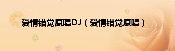 爱情错觉原唱DJ（爱情错觉原唱）