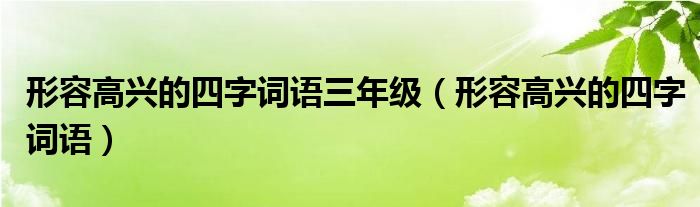 形容高兴的四字词语三年级（形容高兴的四字词语）