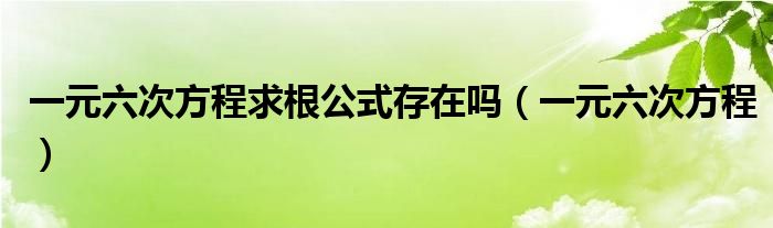 一元六次方程求根公式存在吗（一元六次方程）