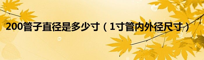 200管子直径是多少寸（1寸管内外径尺寸）