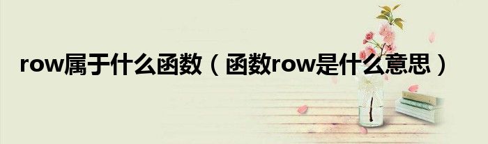 row属于什么函数（函数row是什么意思）