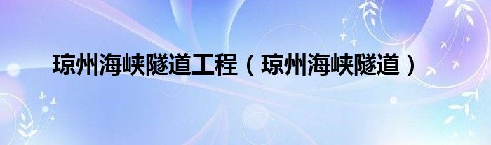 琼州海峡隧道工程（琼州海峡隧道）