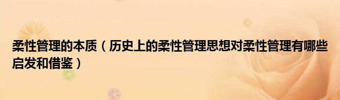 柔性管理的本质（历史上的柔性管理思想对柔性管理有哪些启发和借鉴）