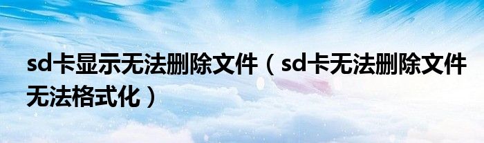 sd卡显示无法删除文件（sd卡无法删除文件无法格式化）