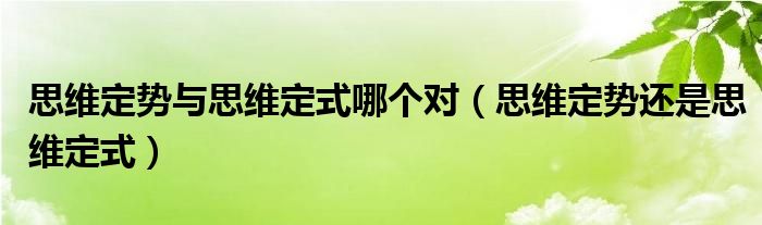 思维定势与思维定式哪个对（思维定势还是思维定式）