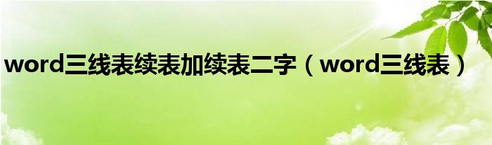 word三线表续表加续表二字（word三线表）