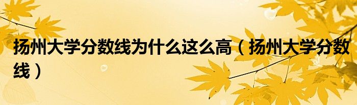 扬州大学分数线为什么这么高（扬州大学分数线）