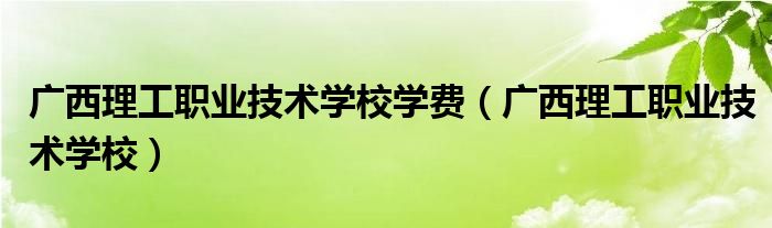 广西理工职业技术学校学费（广西理工职业技术学校）